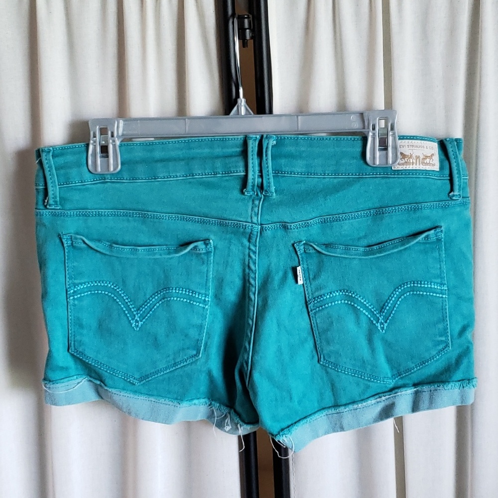 Levi's 11/12 teal shorty shorts - Picture 2 of 4